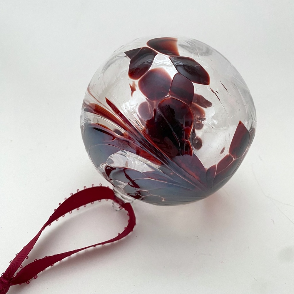 Zorza Glass Ornament Hand Made Poland 4" Ball